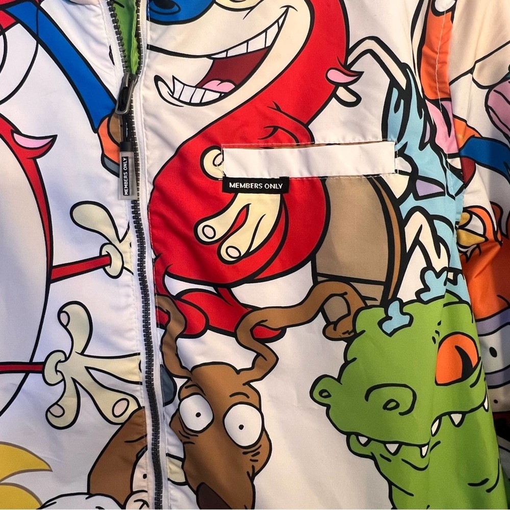 Members Only X Nickelodeon, White, Men’s L 90’s cartoons. Hooded, Zip up jacket - Picture 9 of 9